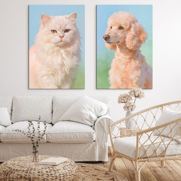 Cat and dog looking at the camera