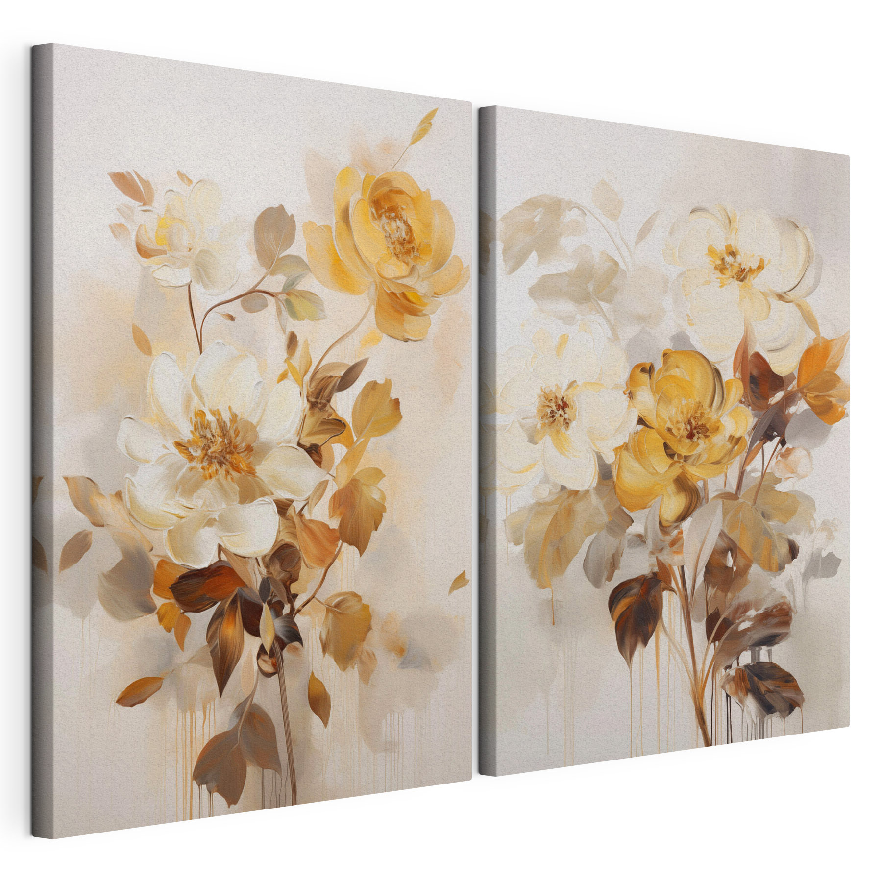 Painting of flowers on a white surface