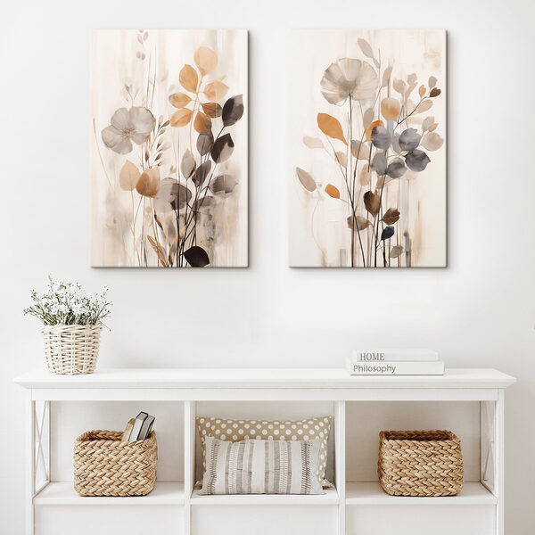 Painting of flowers and leaves