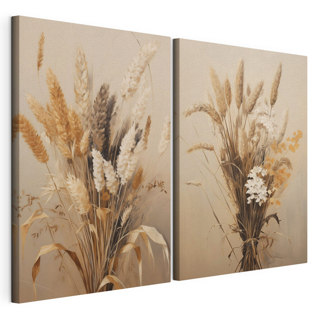 Painting of wheat and flowers