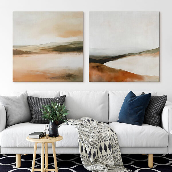 Two paintings of hills and hills