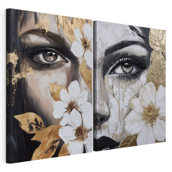 Painting of a woman's face with flowers