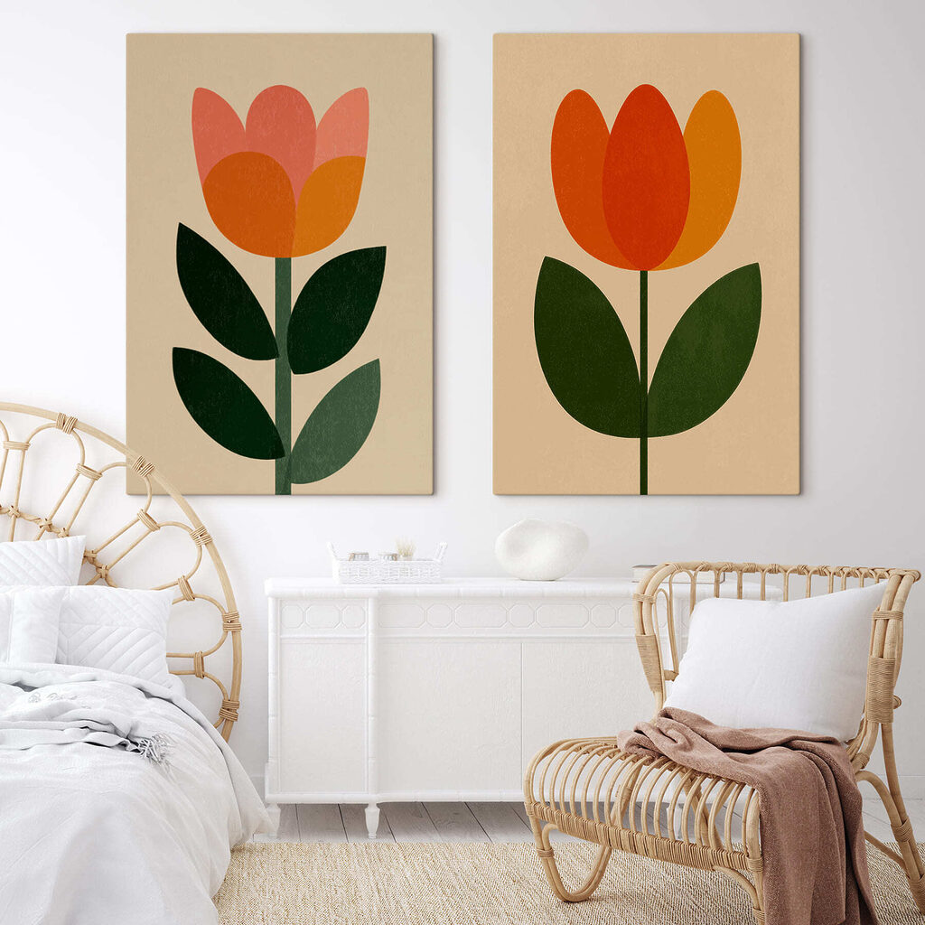 Couple of flowers with leaves