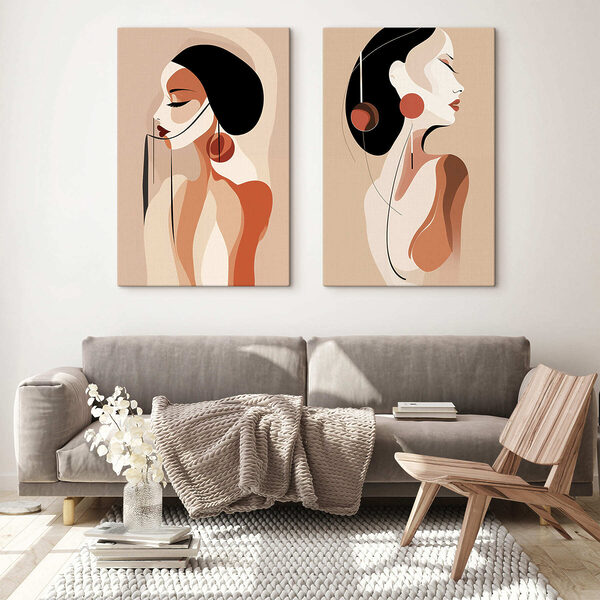 Woman with black hair and earrings