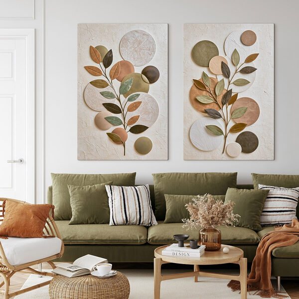 Collage of a plant with leaves and circles
