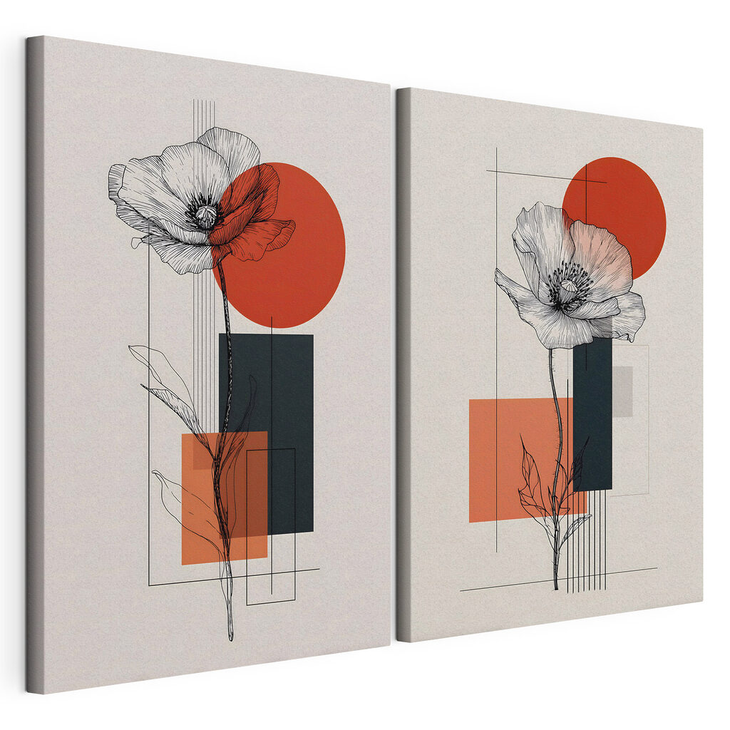 Collage of flowers and geometric shapes