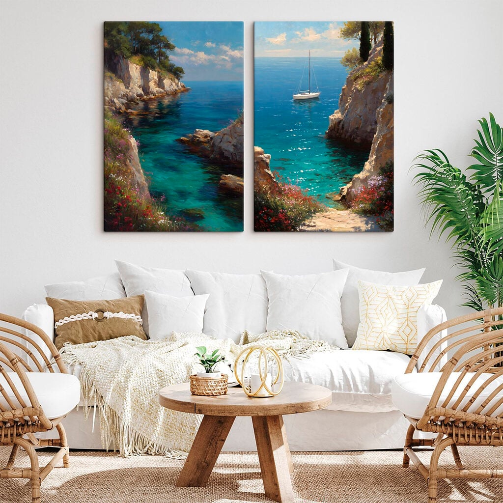 Painting of a sailboat in the ocean