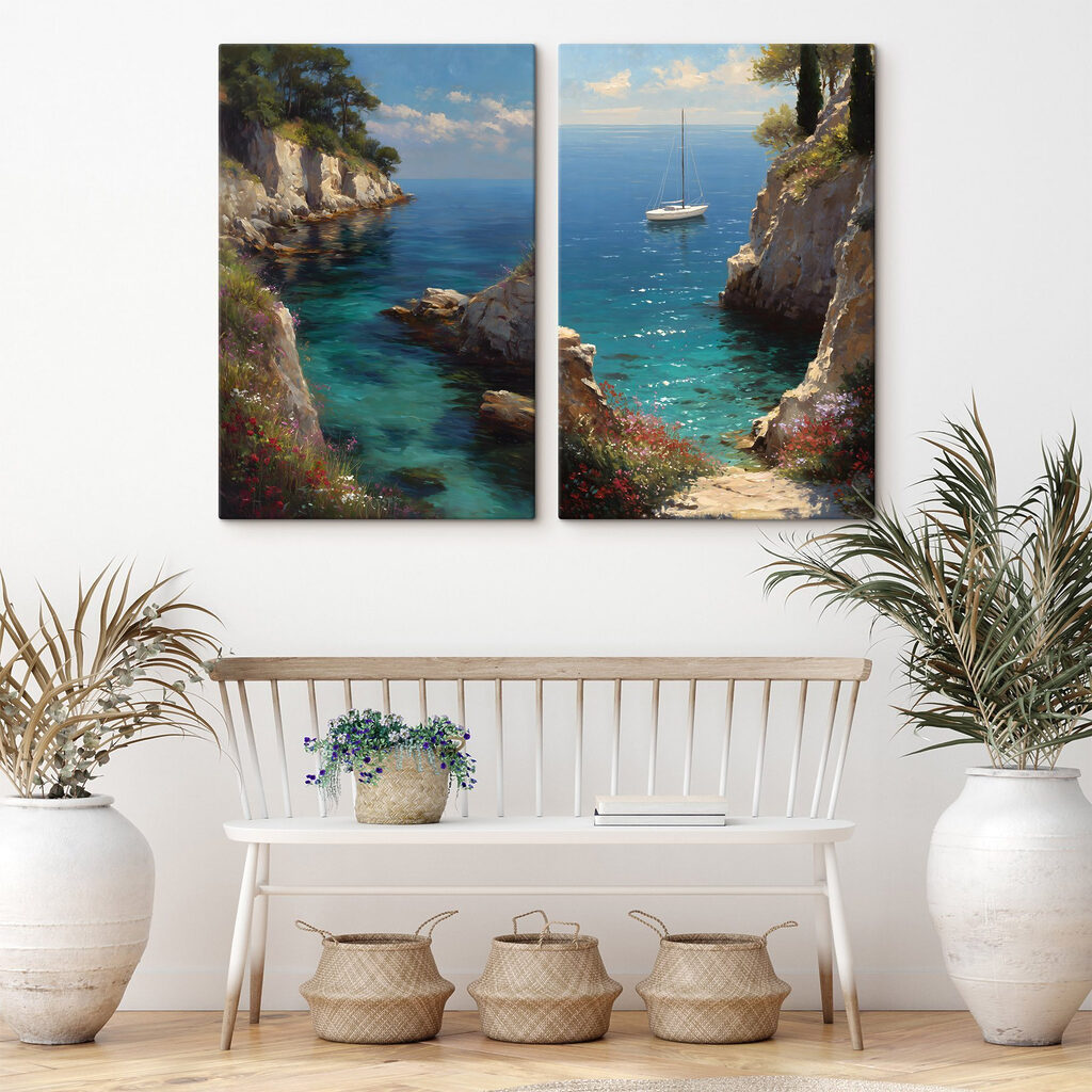 Painting of a sailboat in the ocean