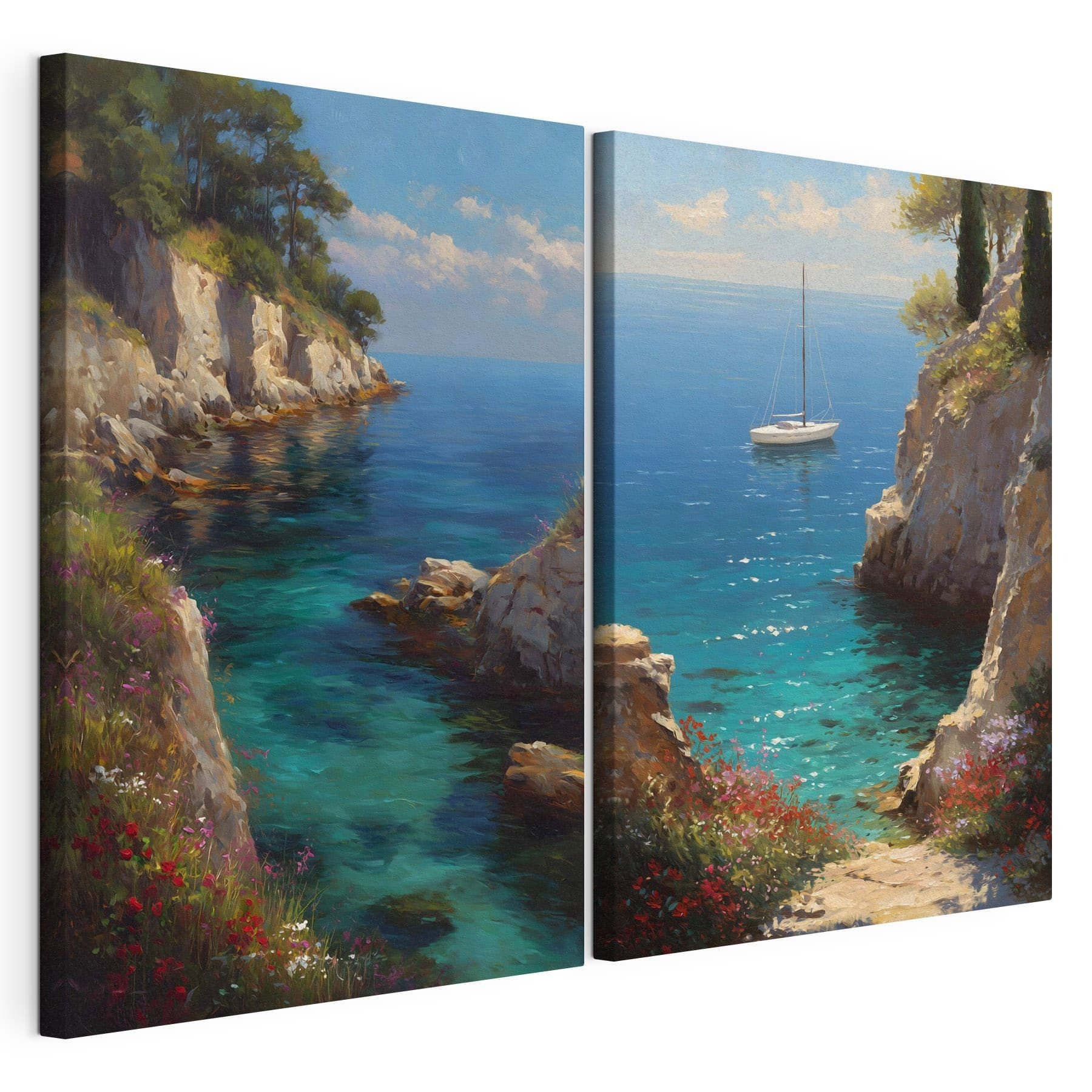 Painting of a sailboat in the ocean