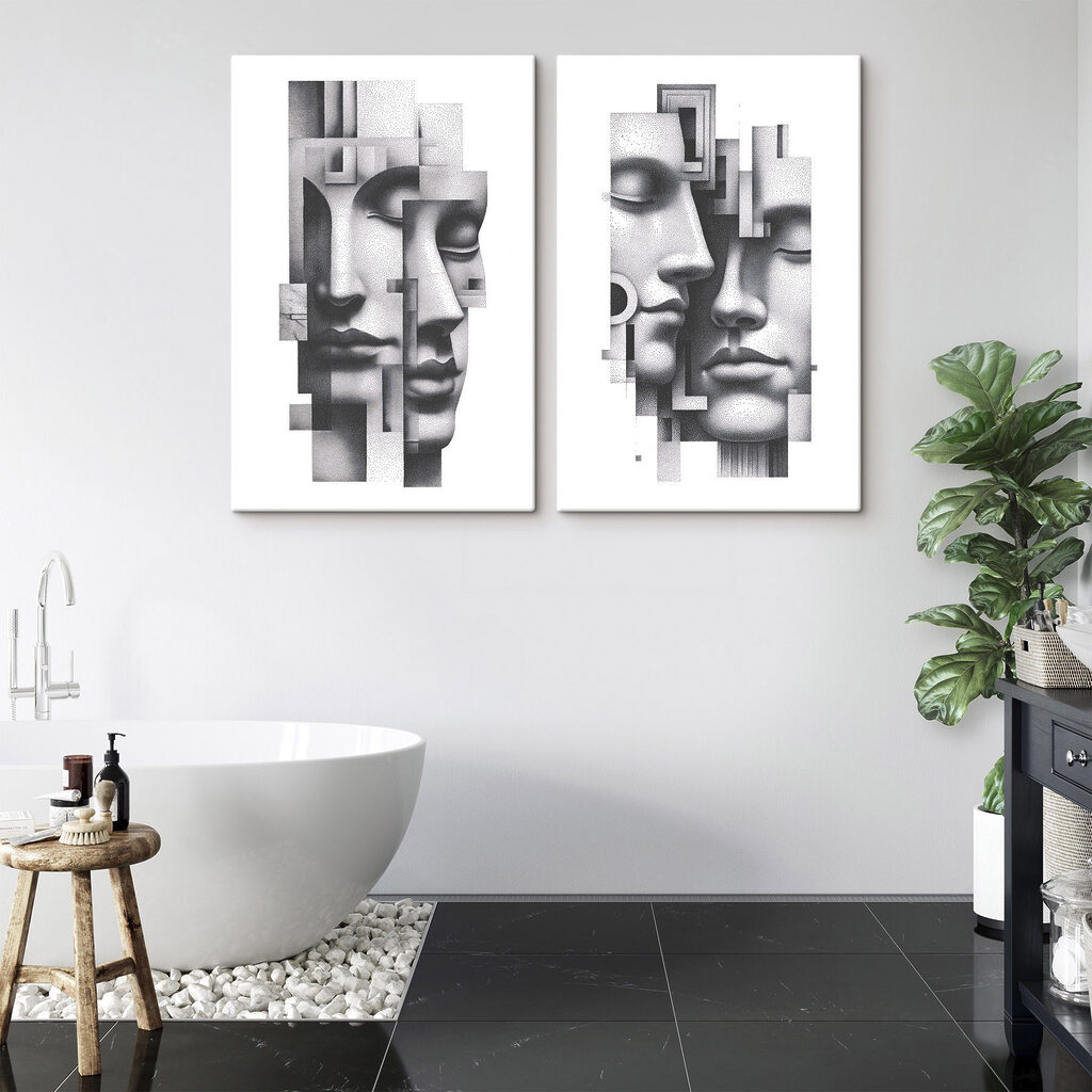 Ethereal faces in abstract alignment