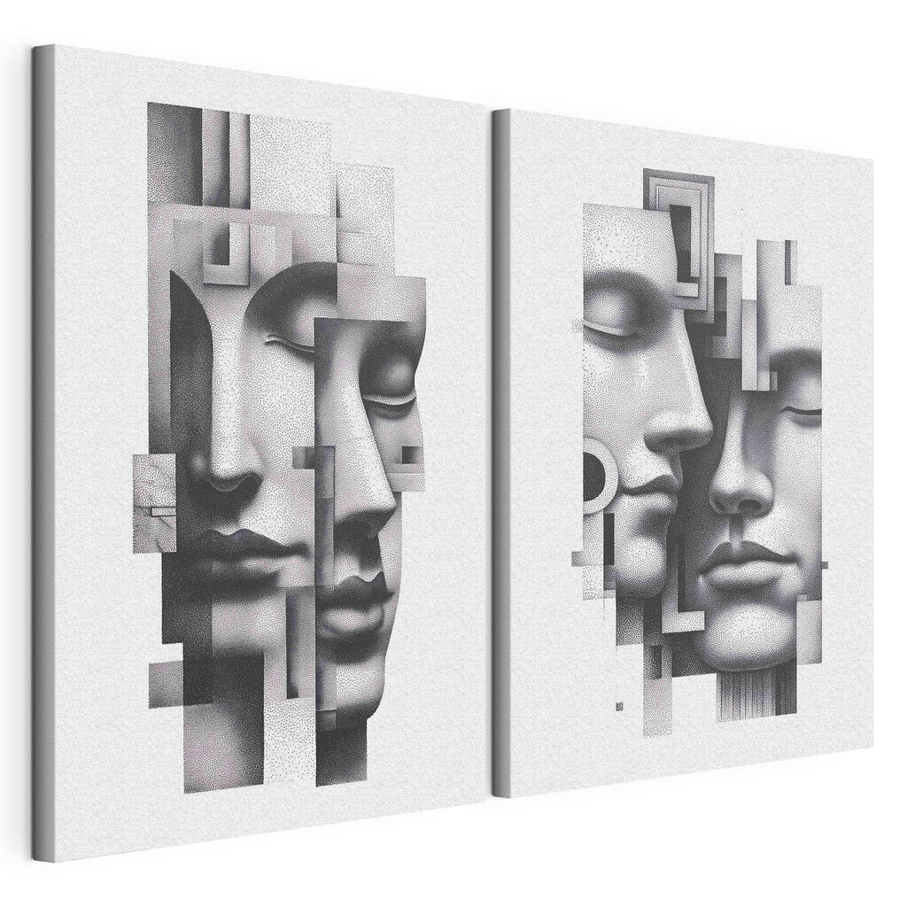 Ethereal faces in abstract alignment