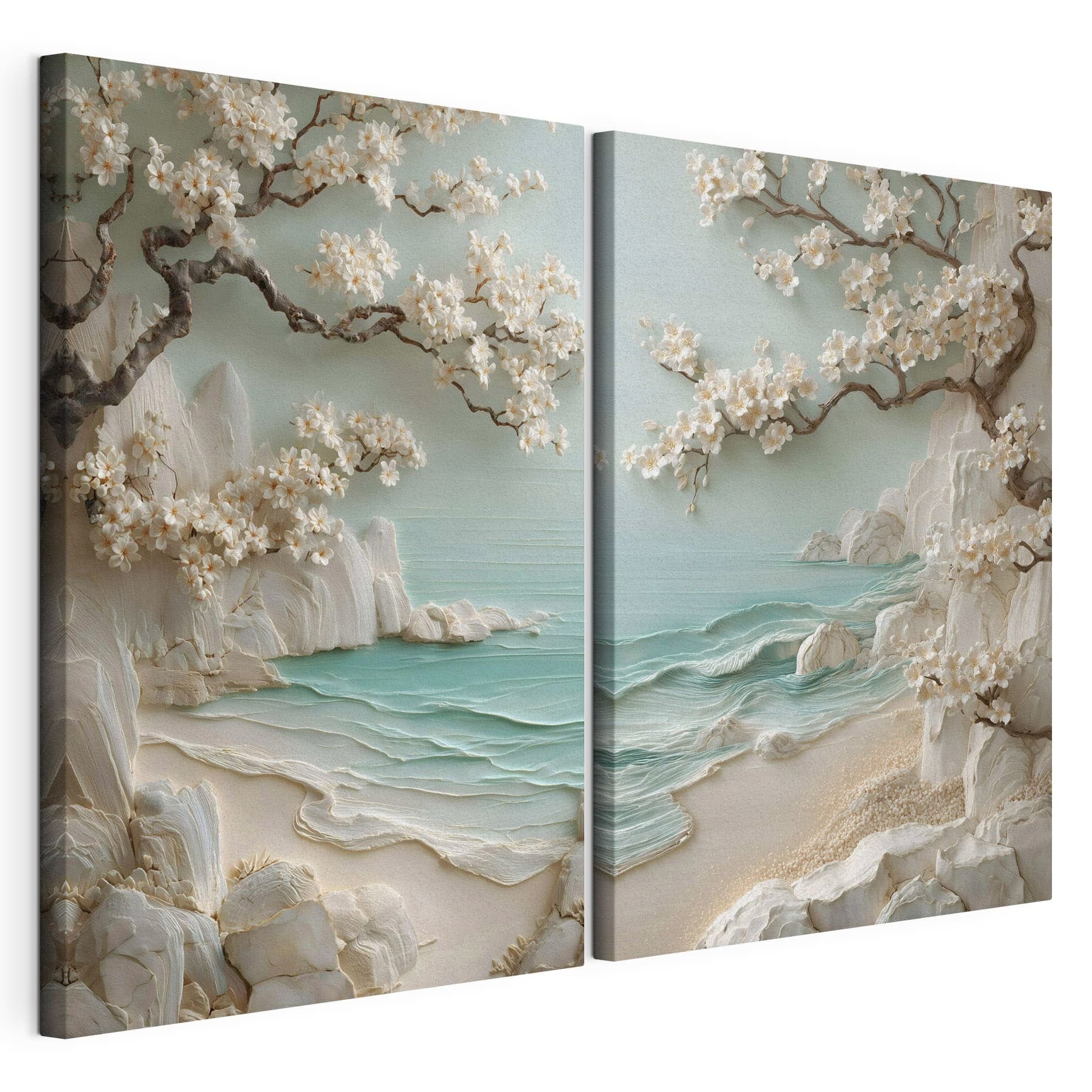Painting of a beach and a tree
