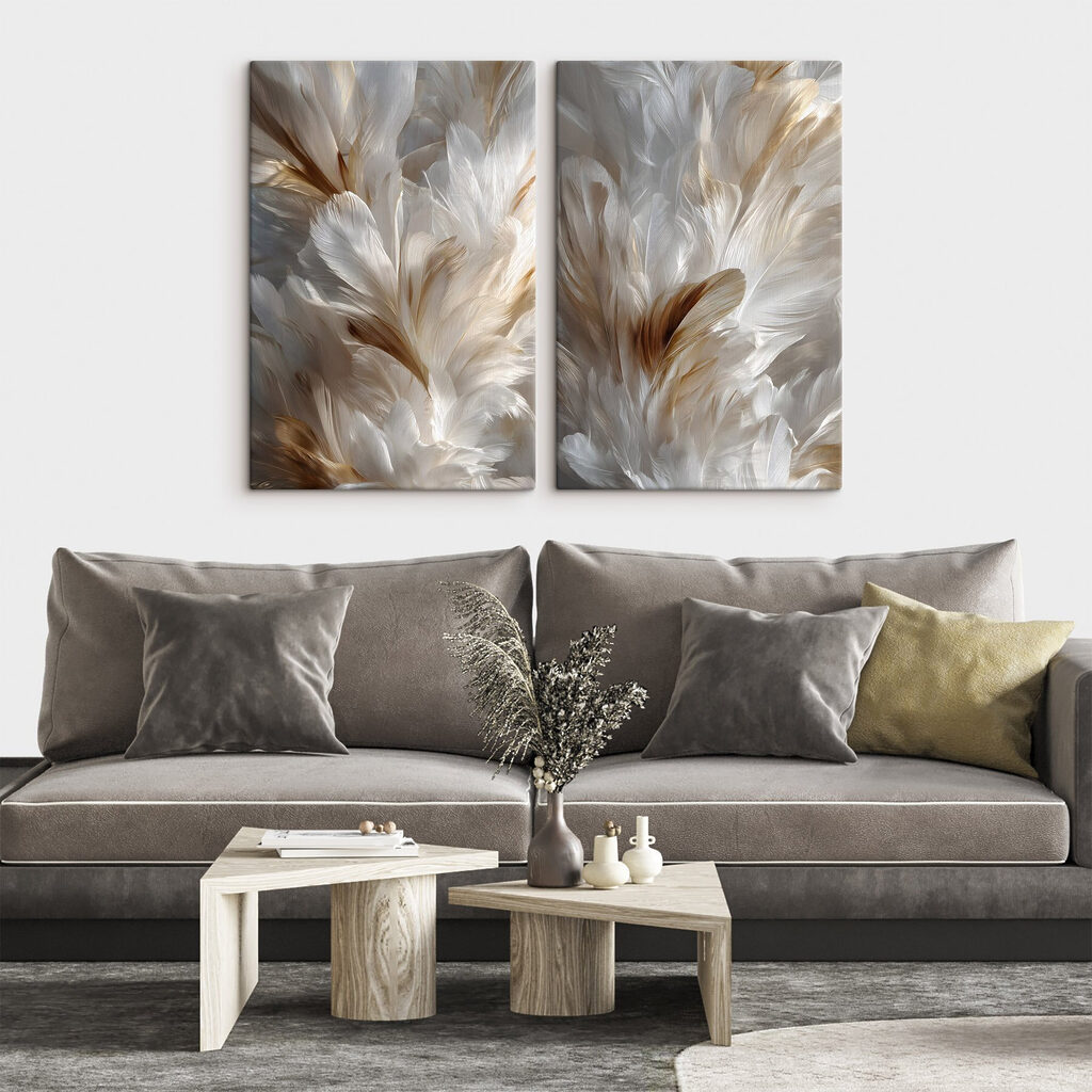 Delicate feathers in soft hues