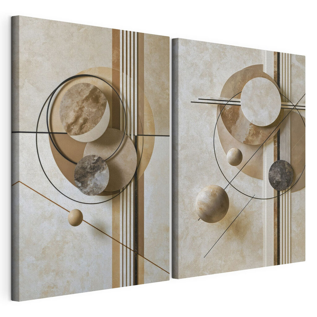 Collage of art with circles and lines