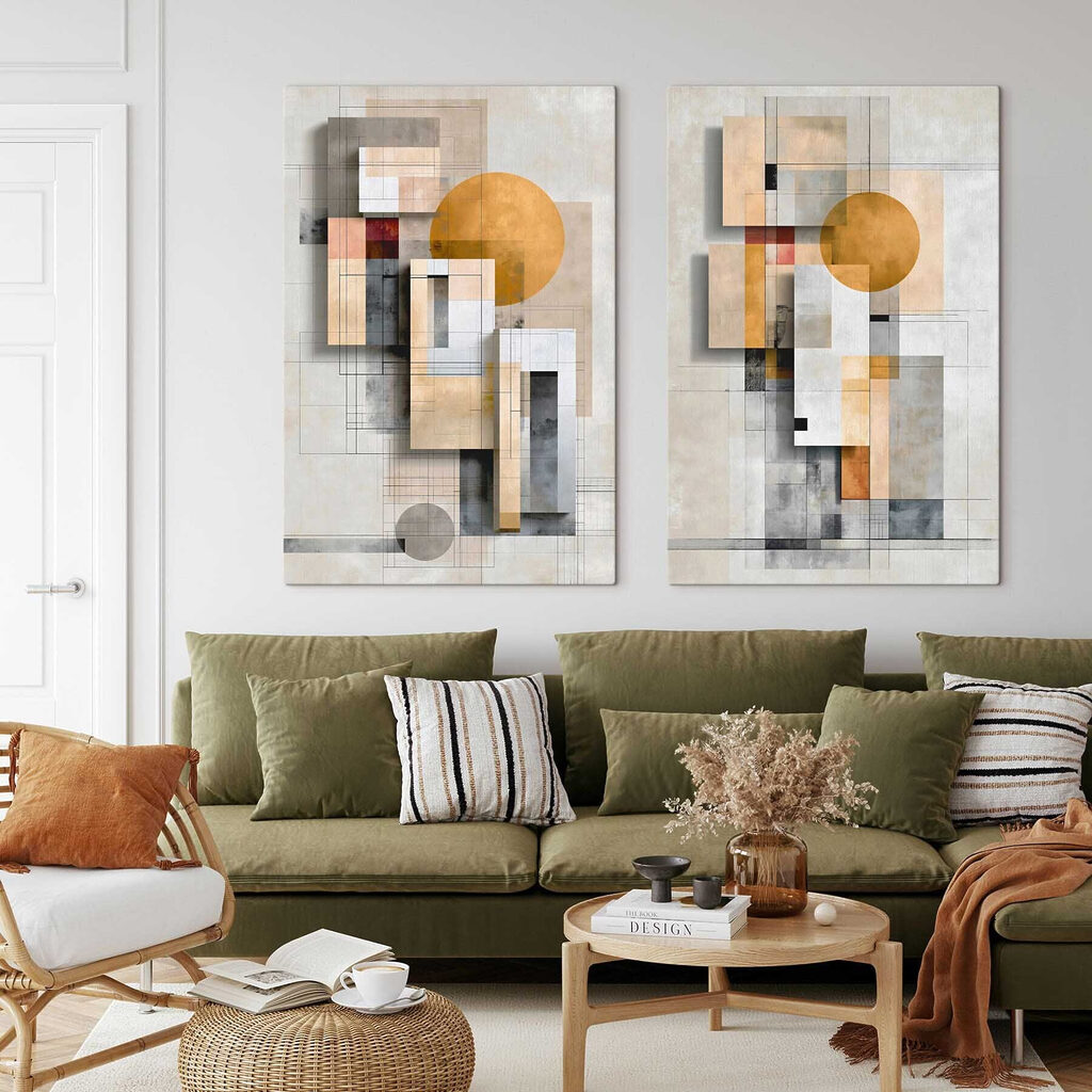 Painting of geometric shapes and circles