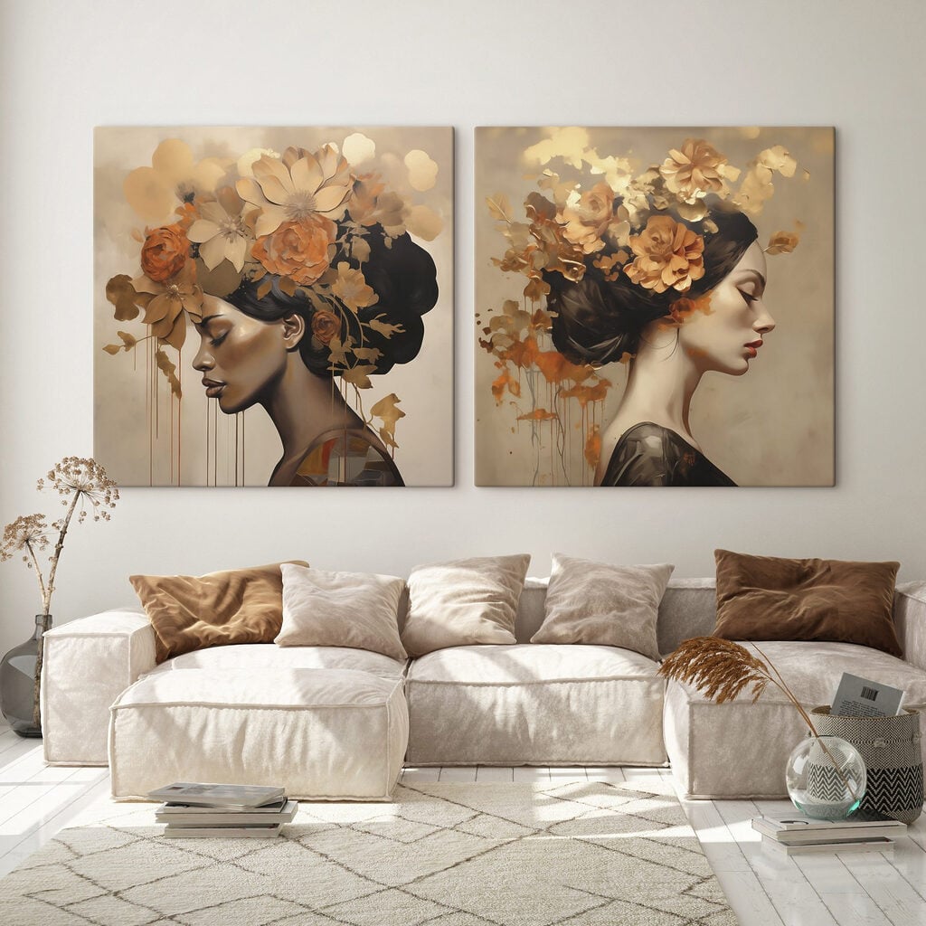 Painting of a woman with flowers in her hair