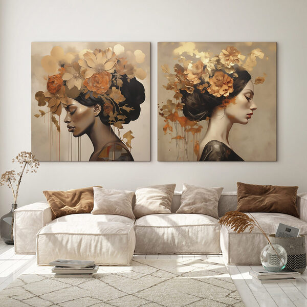 Painting of a woman with flowers in her hair