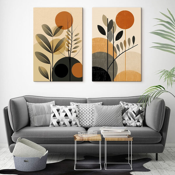 Two images of plants and circles