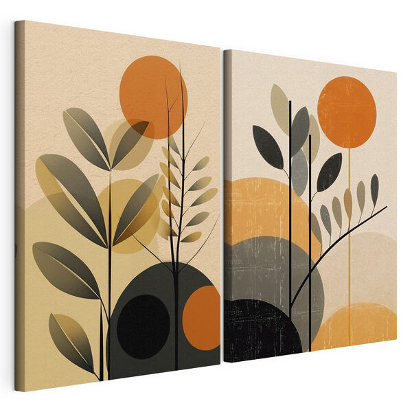 Two images of plants and circles