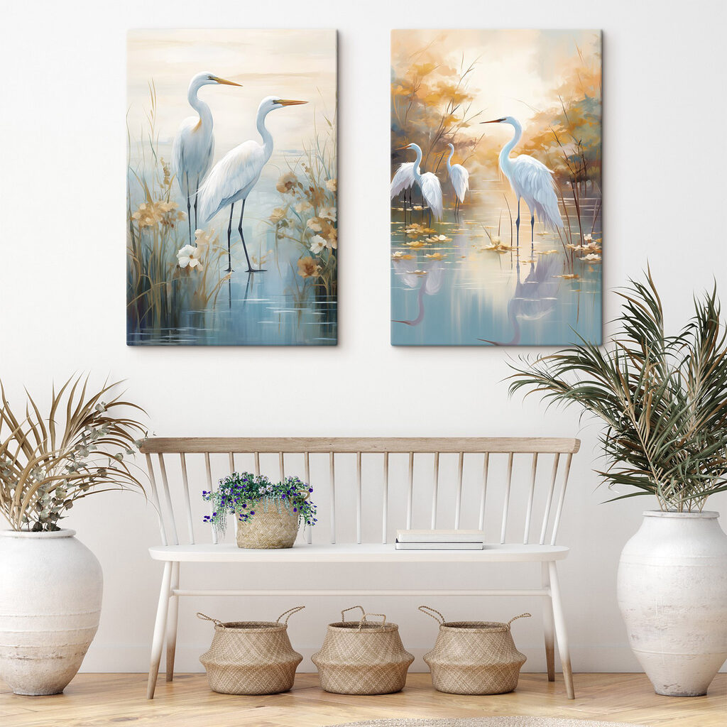 Couple of white birds in water