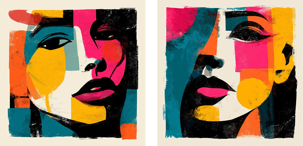 Couple of posters of women's faces