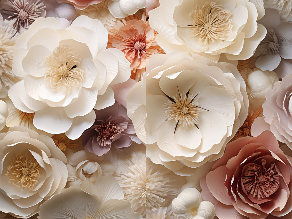Collage of paper flowers