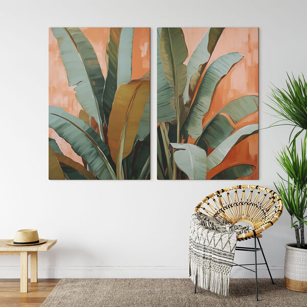 Vibrant green leaves against warm background