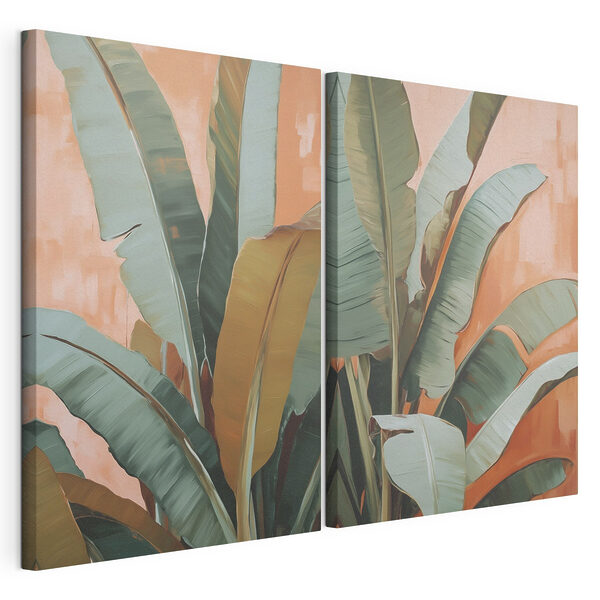 Vibrant green leaves against warm background