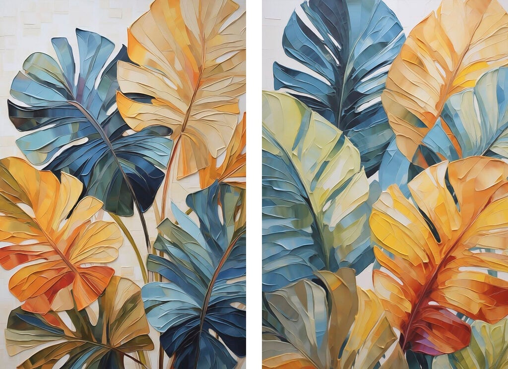 Vibrant leaves in warm colors