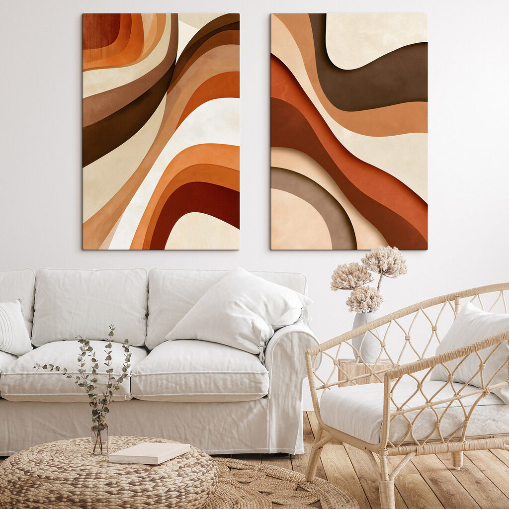 Flowing curves in warm earth tones