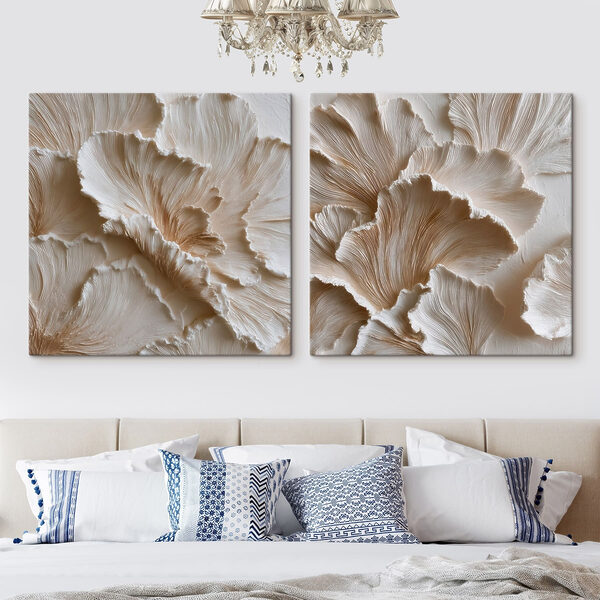 Intricate layers of cream-colored textures