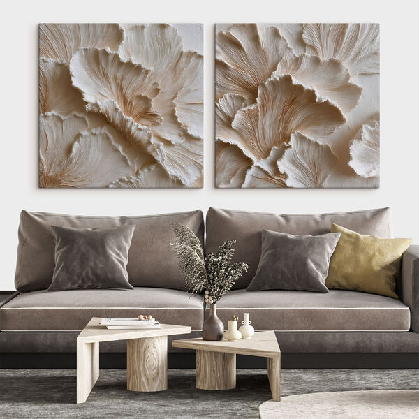 Intricate layers of cream-colored textures