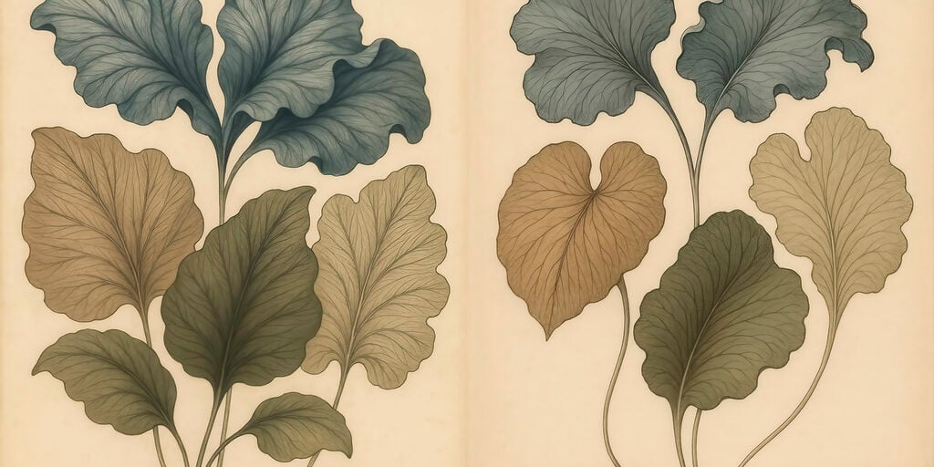 Delicate leaves in soft hues