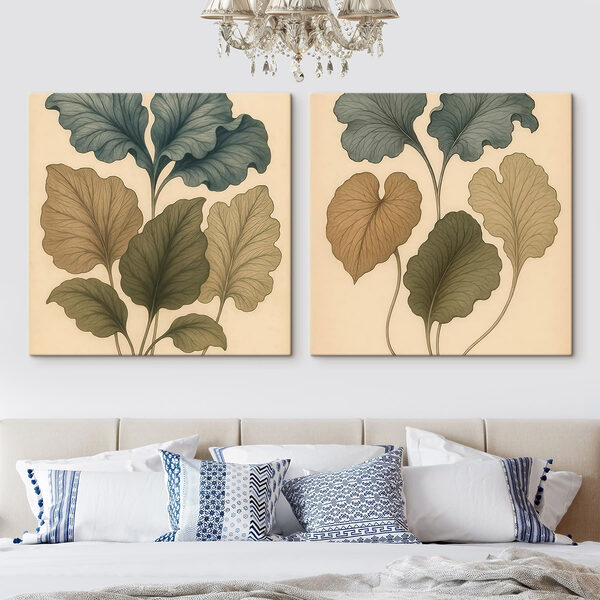 Delicate leaves in soft hues