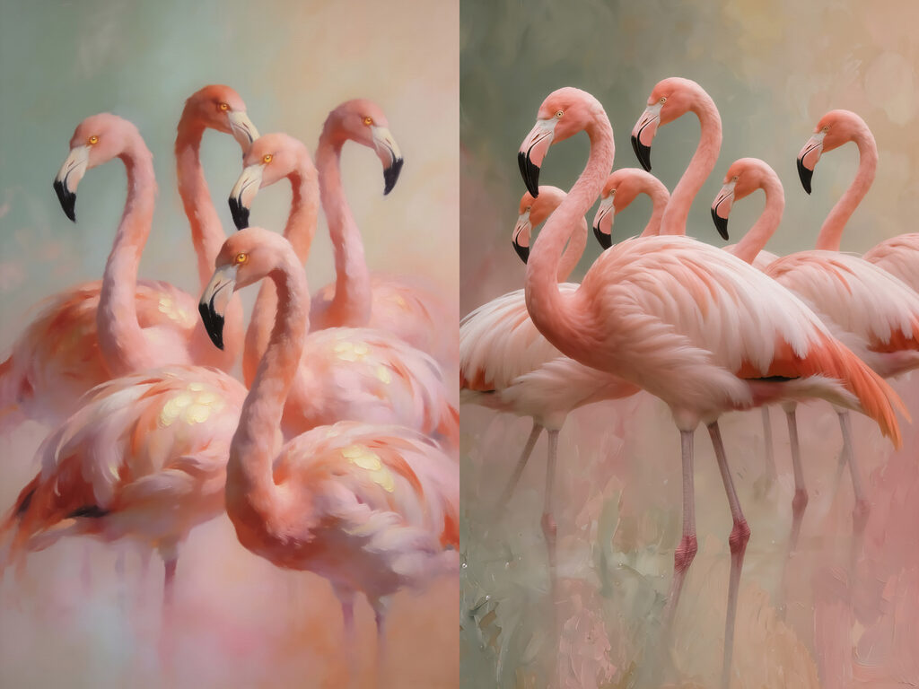 Group of flamingos standing together