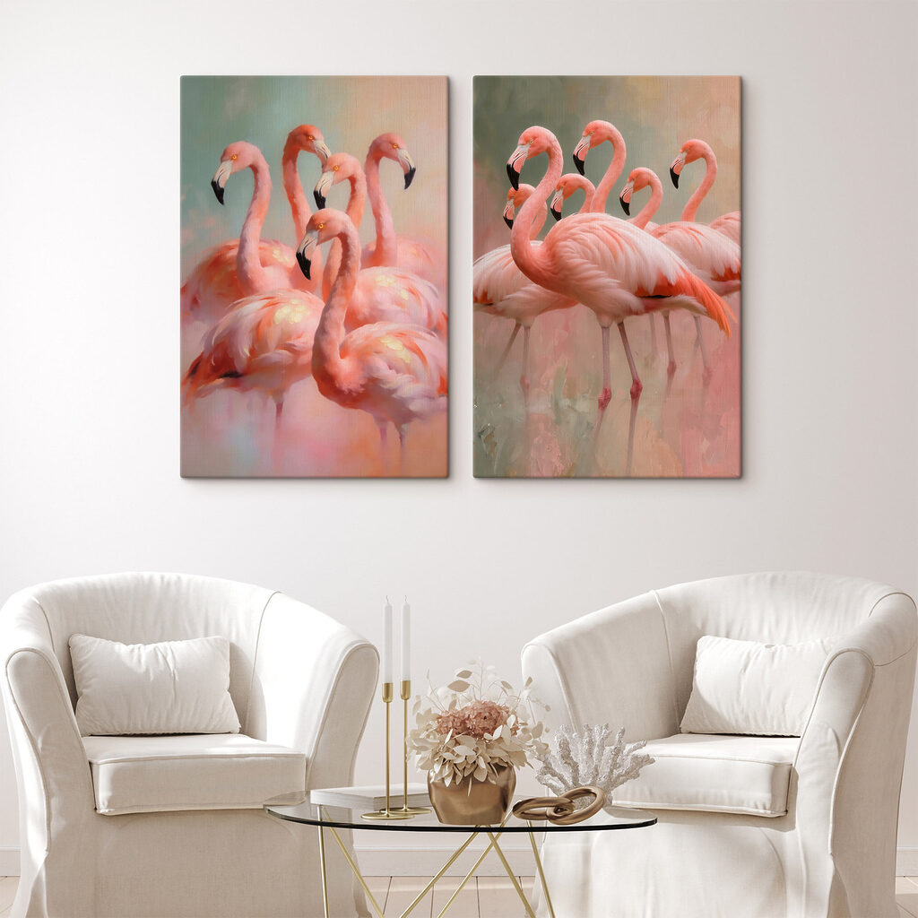 Group of flamingos standing together