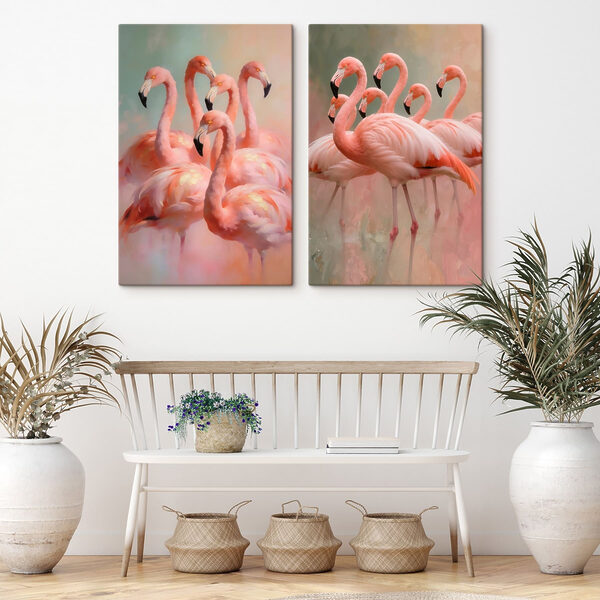 Group of flamingos standing together