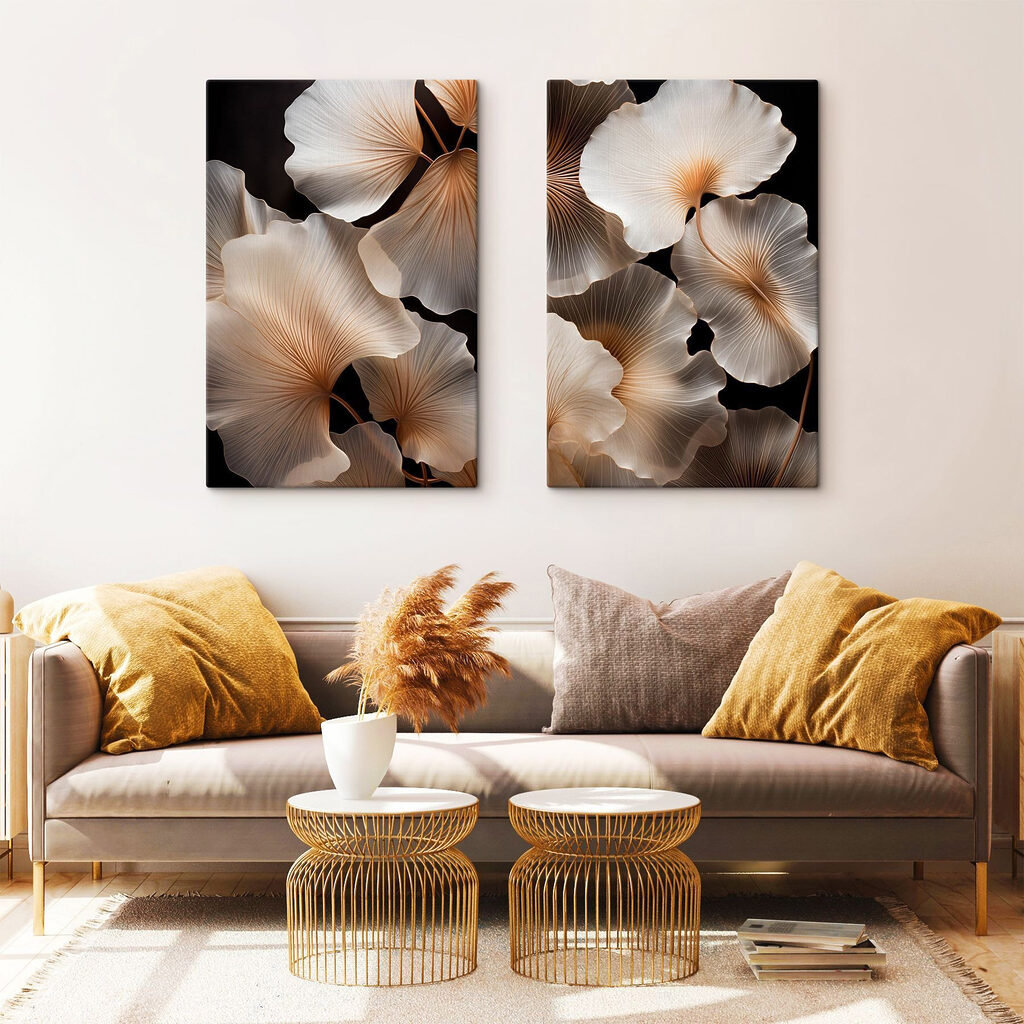 Collage of white and brown leaves