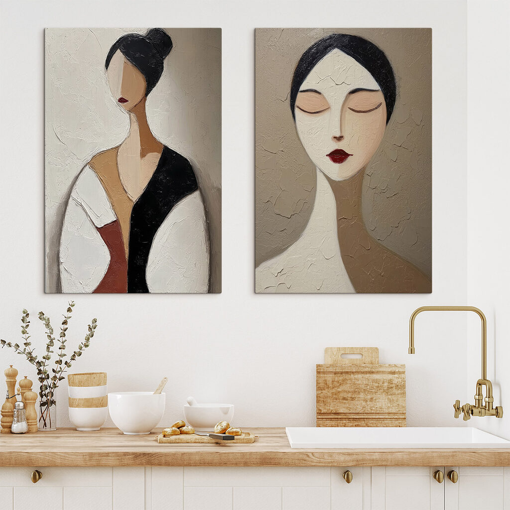 Collage of a painting of a woman