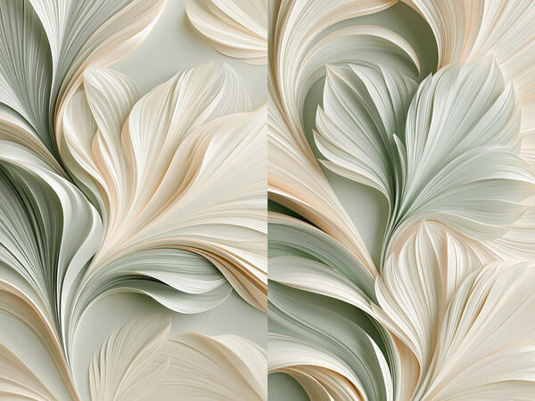 Collage of a white and green floral design