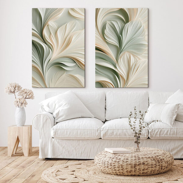 Collage of a white and green floral design