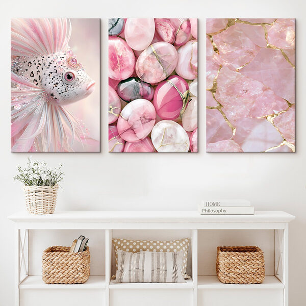 Collage of pink and white stones