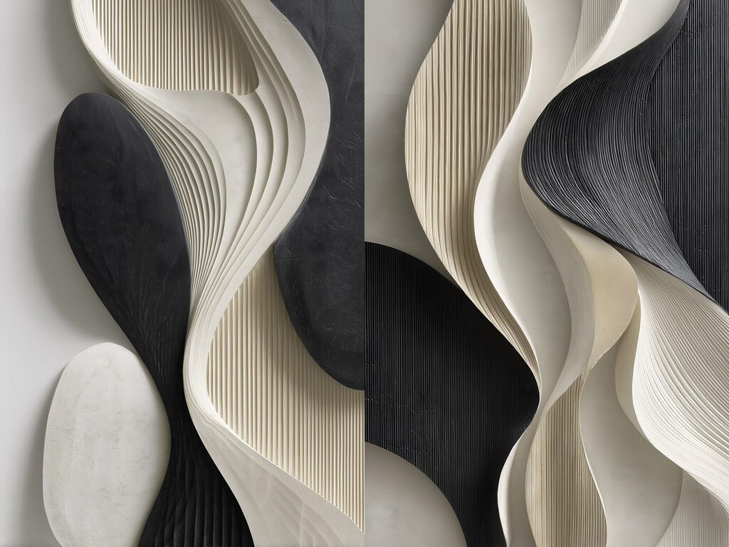 Fluid shapes in contrasting colors