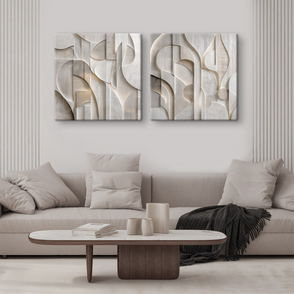 Abstract curves in soft neutral tones