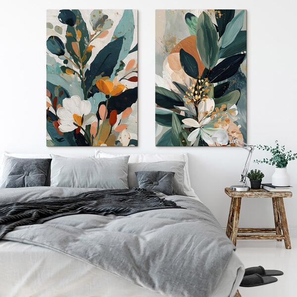 Painting of flowers and leaves
