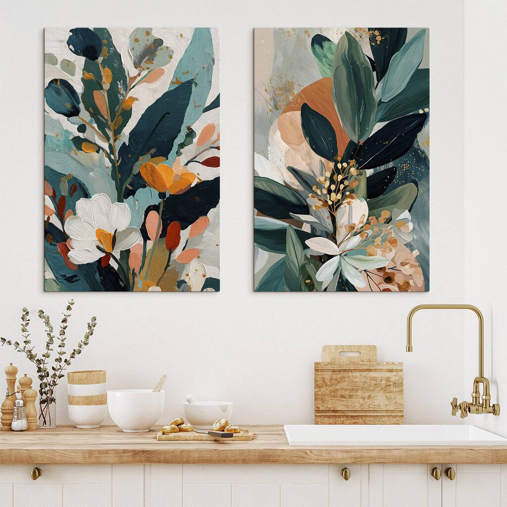 Painting of flowers and leaves