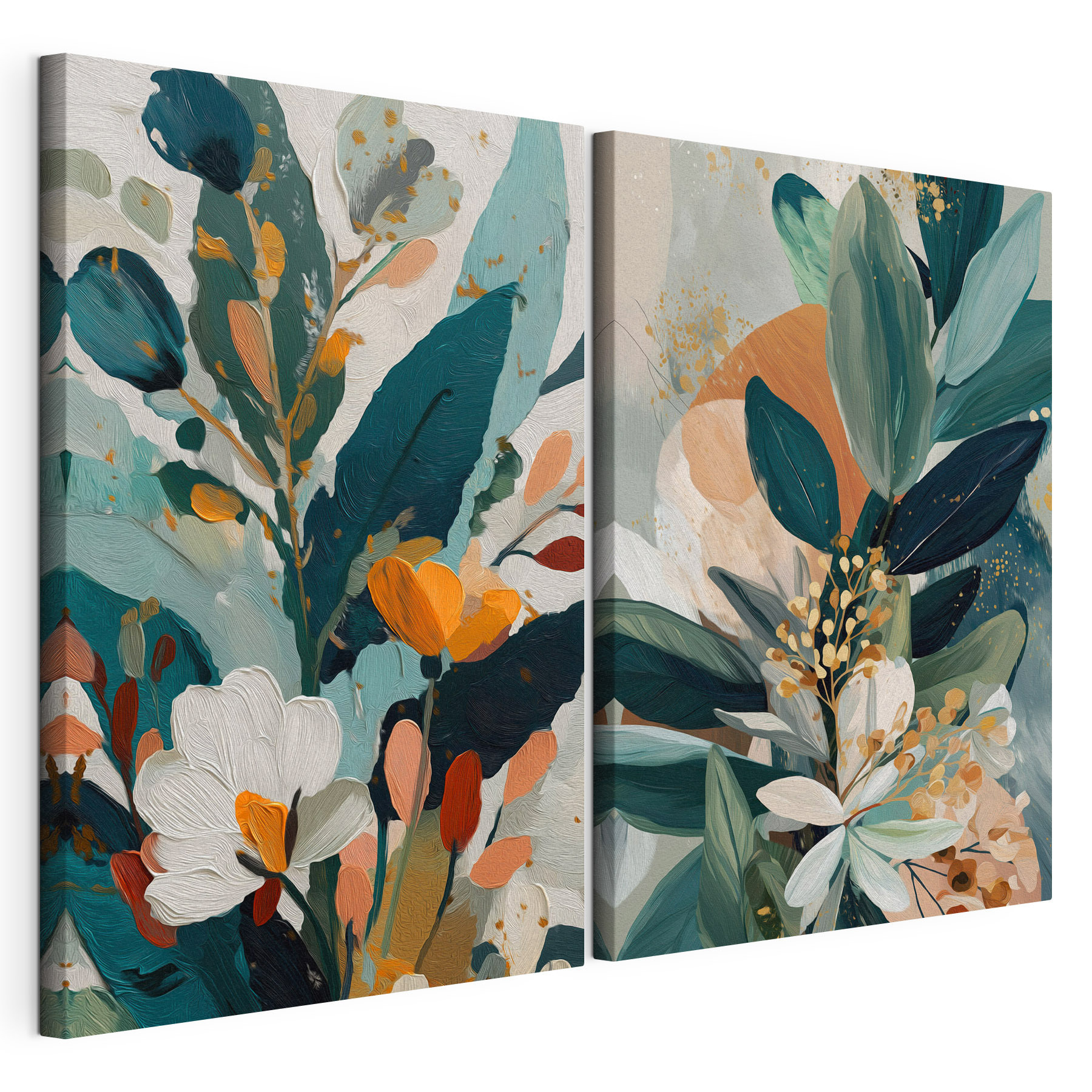 Painting of flowers and leaves