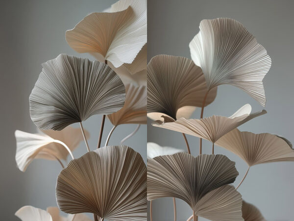 Elegant paper leaves in soft hues