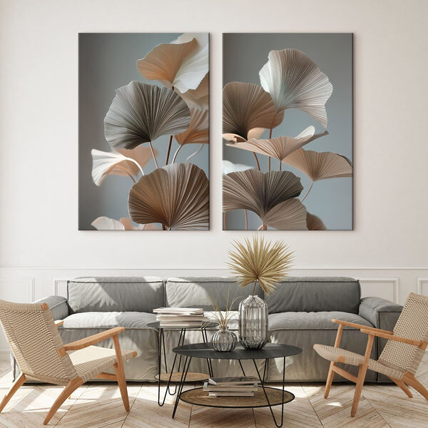 Elegant paper leaves in soft hues