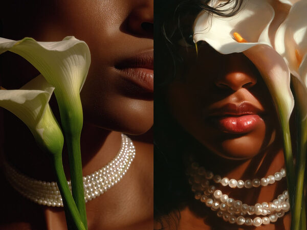 Woman with flowers and necklaces